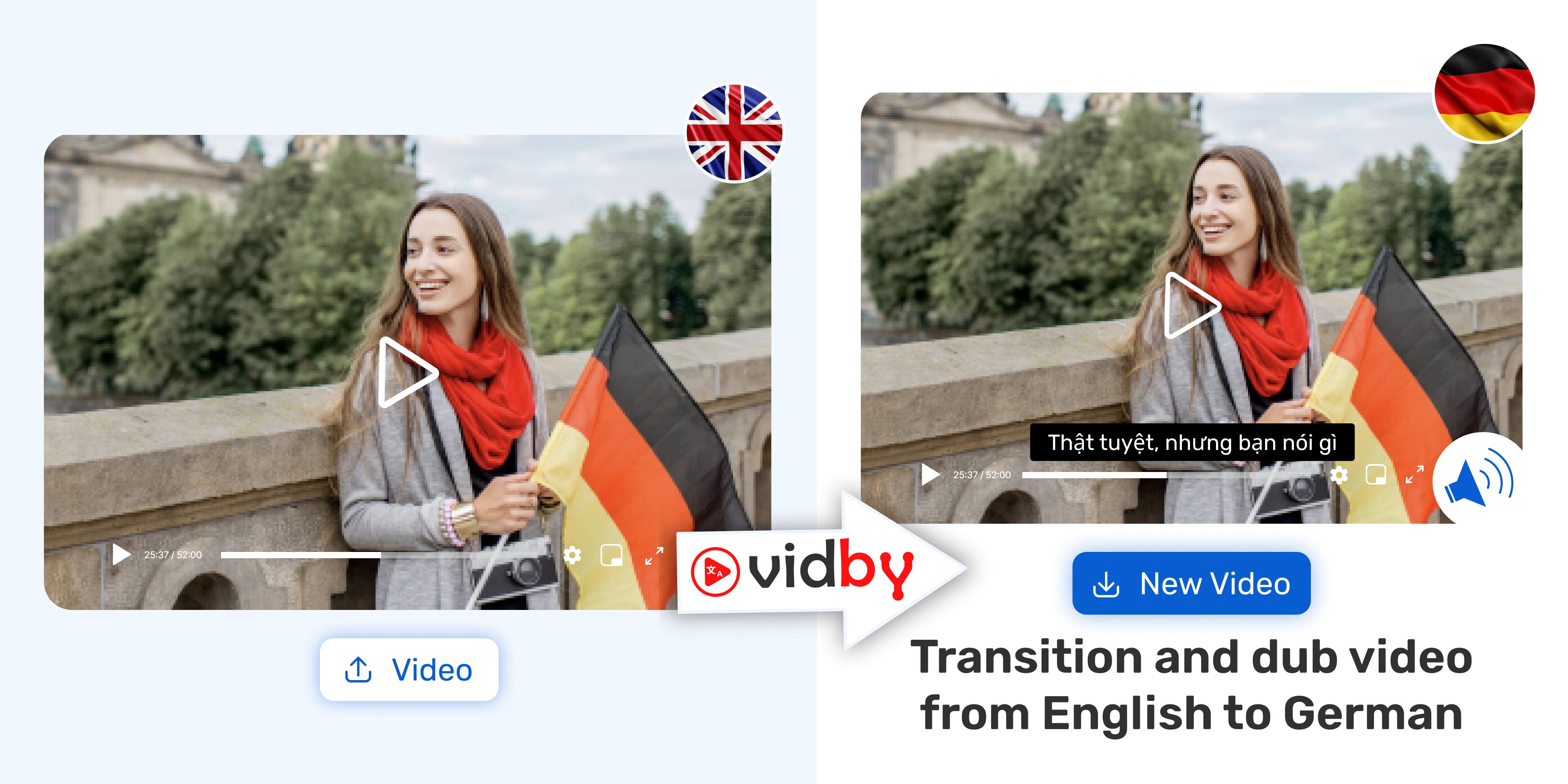 Translate English video to German