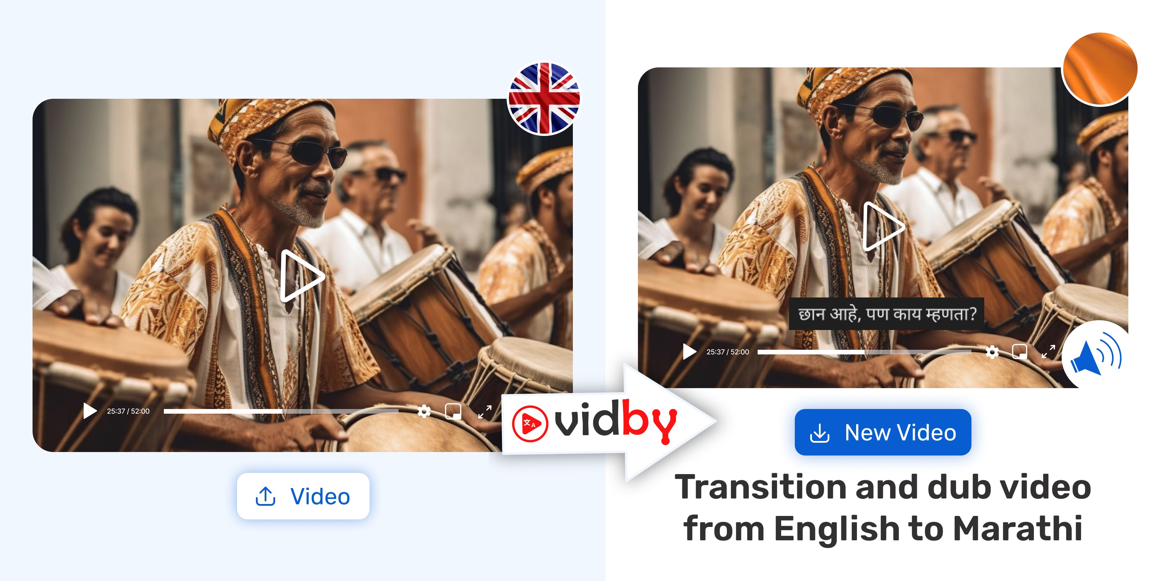 Translate English video to Marathi