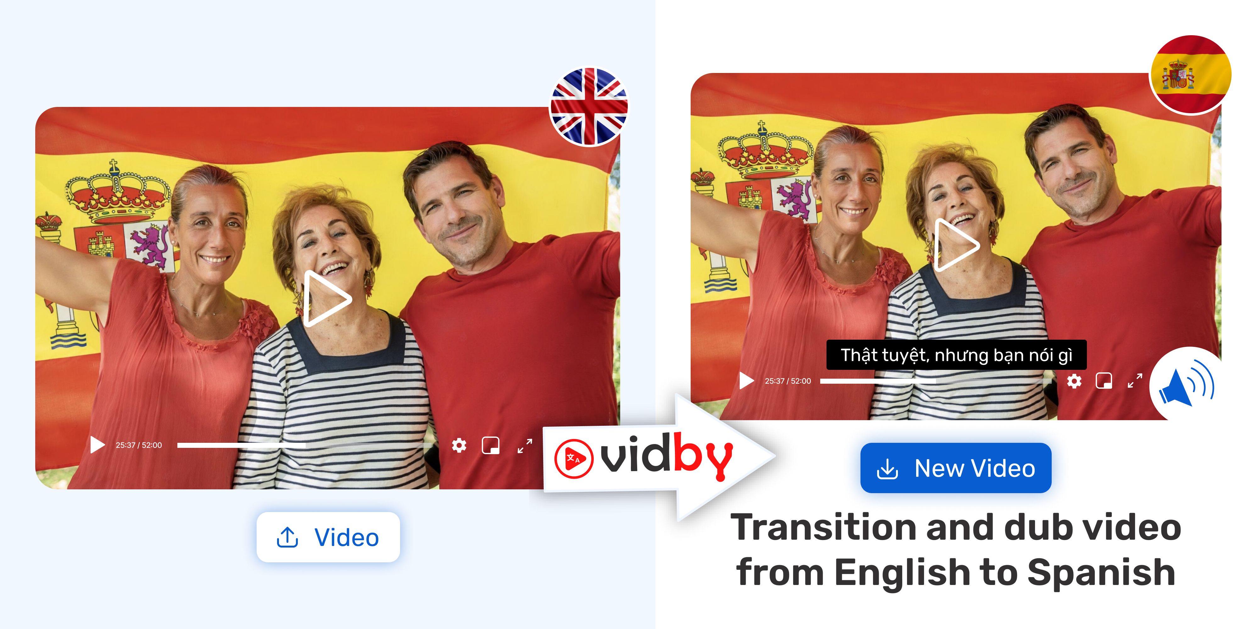 Translate English video to Spanish