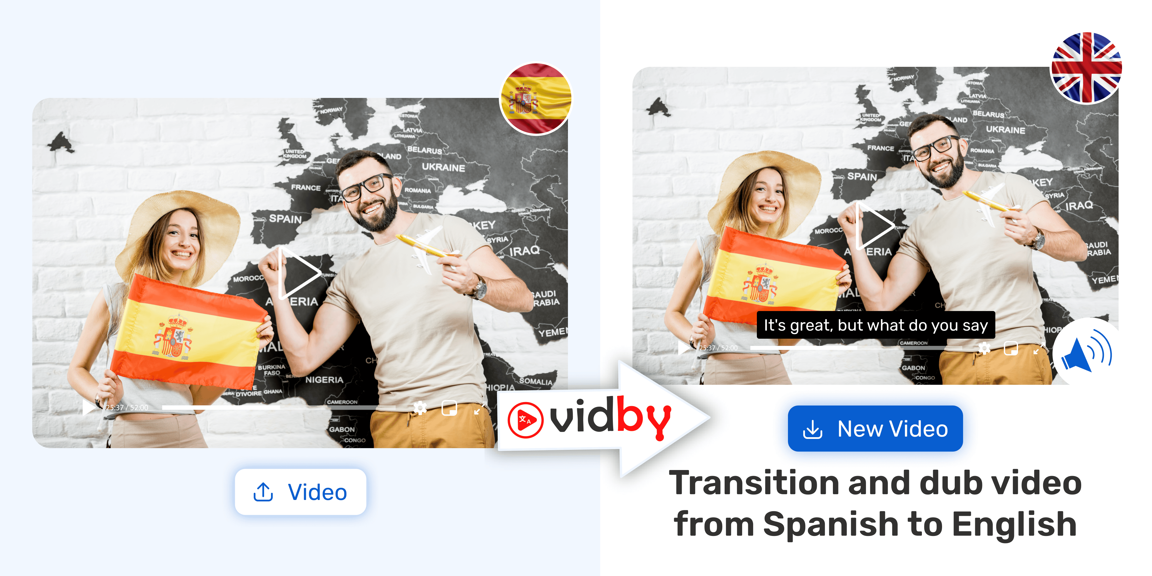 Translation of your video from Spanish into English in the Vidby service